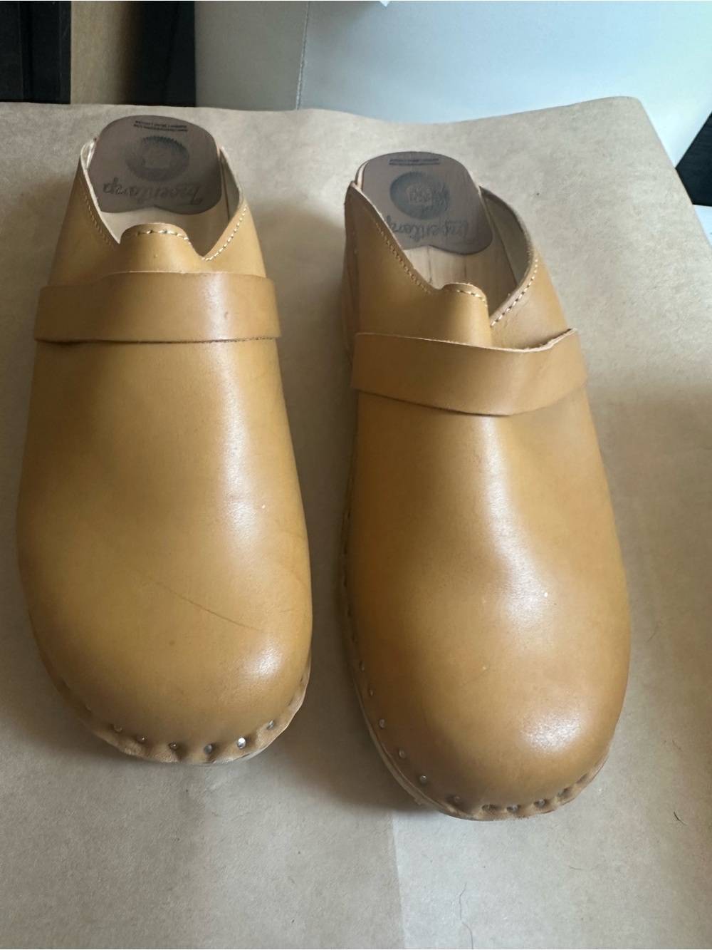 Women’s Troentorp Slip-On Leather Clogs in Tan